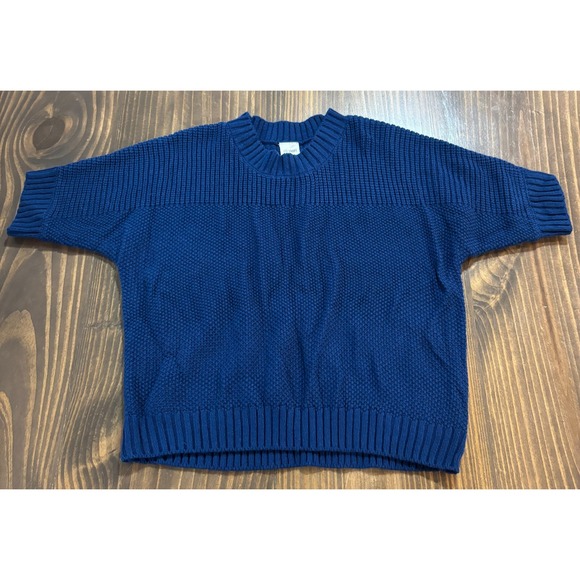 Blair Sweaters - BLAIR Knit Sweater Womens Large Blue Short Sleeve Chunky Textured Pullover